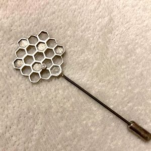 Custom made Silver Lapel Pin Honeycomb Diamond